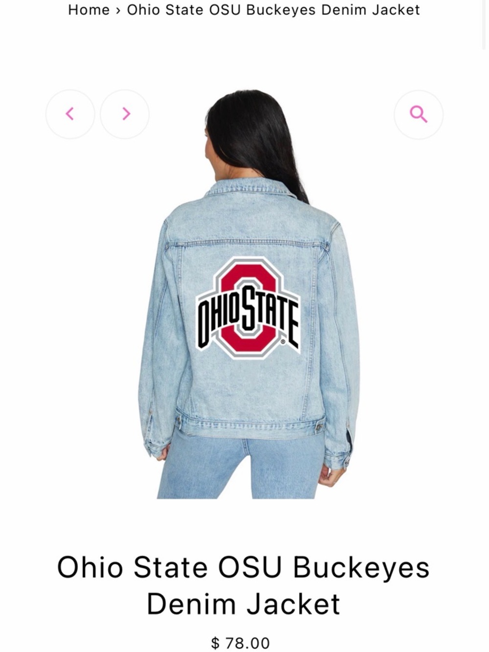 Ohio State Denim Jacket with Buckeyes Logo - Light Blue